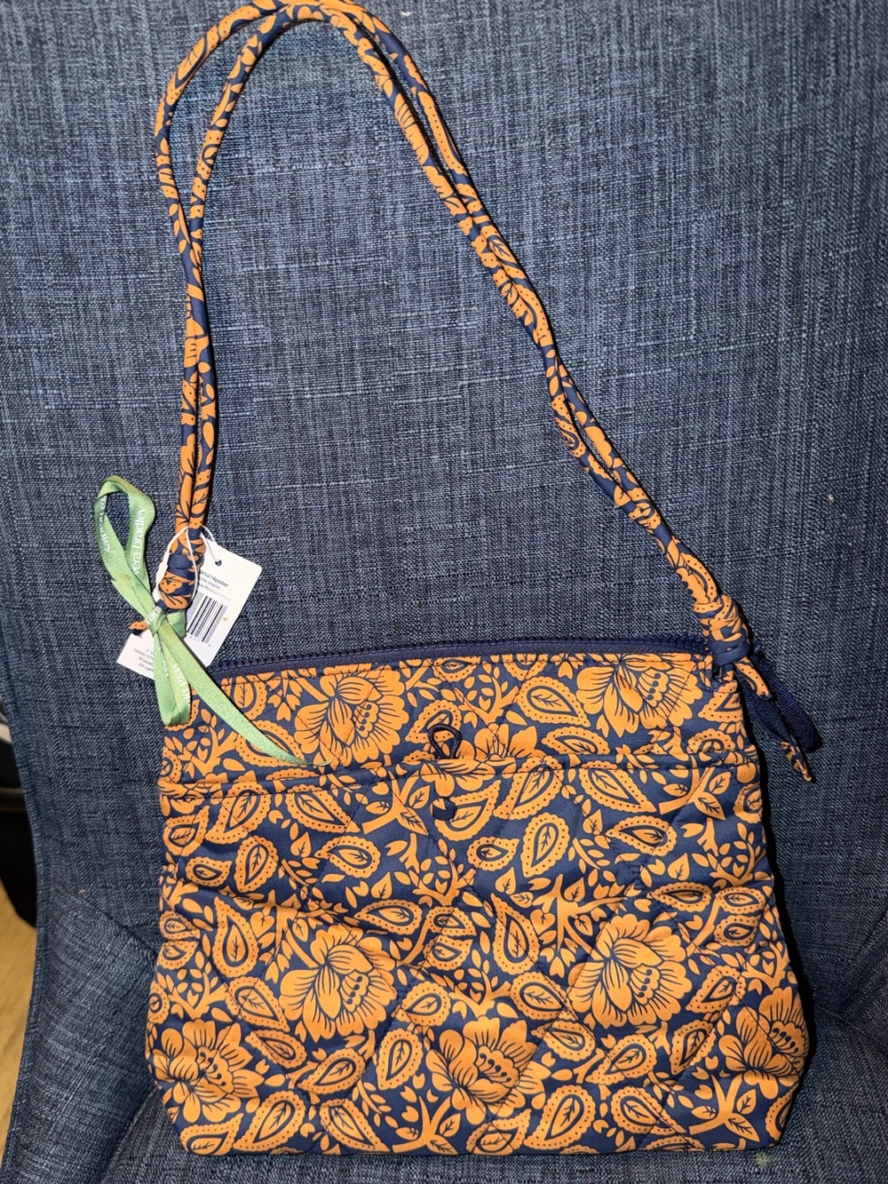 NWT Vera Bradley Quilted Floral Crossbody Bag in Orange and Navy